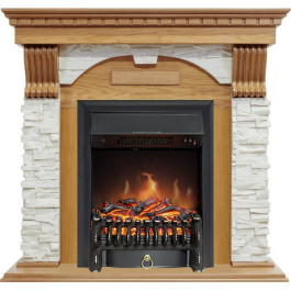 Royal Flame Dublin - Дуб / Сланец белый с очагом Fobos FX Black