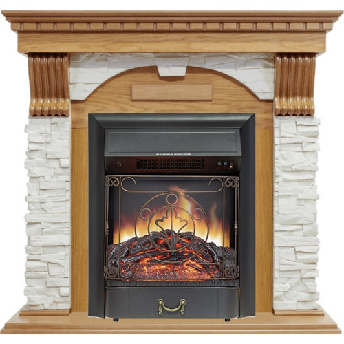 Royal Flame Dublin - Дуб / Сланец белый с очагом Majestic FX Black