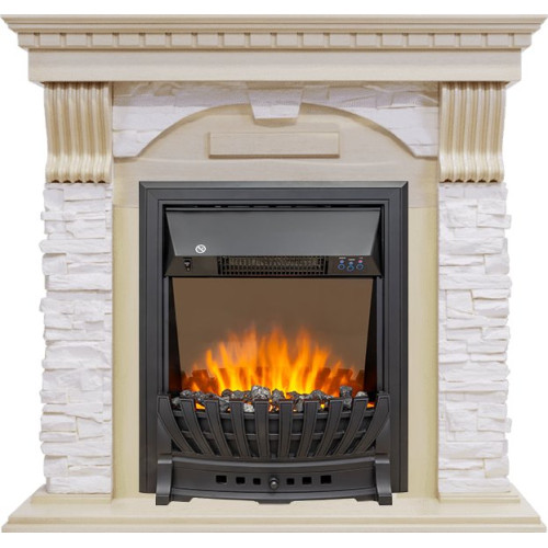 Royal Flame Dublin - Слоновая кость с патиной / Сланец крем с очагом Aspen Black