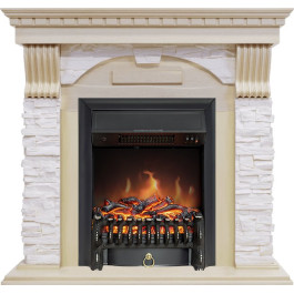 Royal Flame Dublin - Слоновая кость с патиной / Сланец крем с очагом Fobos FX Black