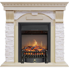 Royal Flame Dublin - Слоновая кость с патиной / Сланец крем с очагом Fobos FX M Black