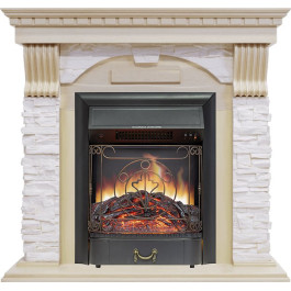 Royal Flame Dublin - Слоновая кость с патиной / Сланец крем с очагом Majestic FX Black