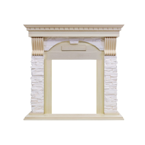 Royal Flame Dublin - Слоновая кость с патиной / Сланец крем с очагом Majestic FX Brass