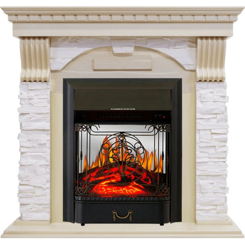 Royal Flame Dublin - Слоновая кость с патиной / Сланец крем с очагом Majestic FX M Black