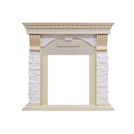 Royal Flame Dublin - Слоновая кость с патиной / Сланец крем с очагом Majestic FX M Brass