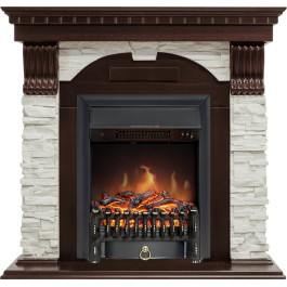 Royal Flame Dublin угловой - Темный дуб / Сланец белый с очагом Fobos FX Black