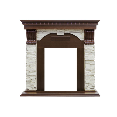 Royal Flame Dublin угловой - Темный дуб / Сланец белый с очагом Majestic FX Brass