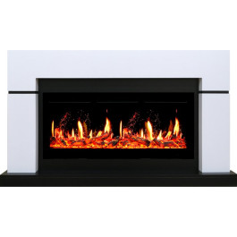 Royal Flame Lindos - Белый с черным (Ширина 1470мм) с очагом 5D V-ART 40