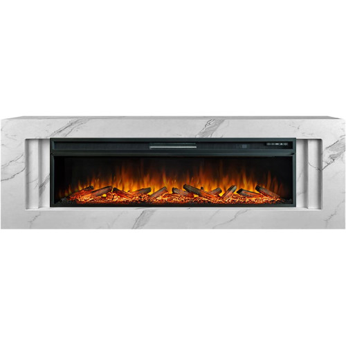 Royal Flame Line 60 SFT White Marble (Разборный) - Белый мрамор с очагом Vision 60 LOG LED