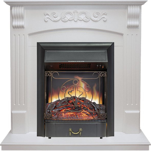 Royal Flame Sorrento угловой - Белый дуб с очагом Majestic FX Black