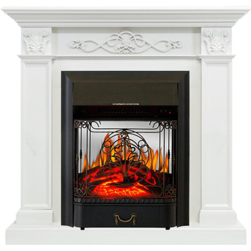 Royal Flame Verona - Белый дуб с очагом Majestic FX M Black